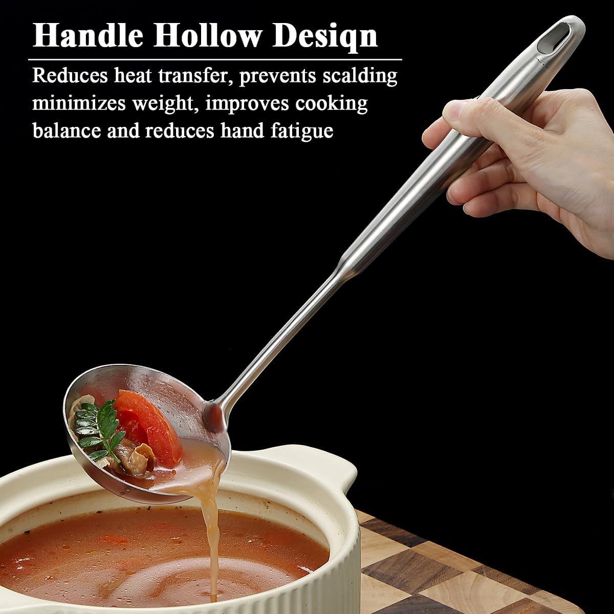 Stainless Steel Soup Ladle – Extra-Deep Large-Capacity Ladle with Long Hollow Handle, Dishwasher Safe, Easy to Clean – Ideal for Soup, Stew, Broth & Sauce - Image 4