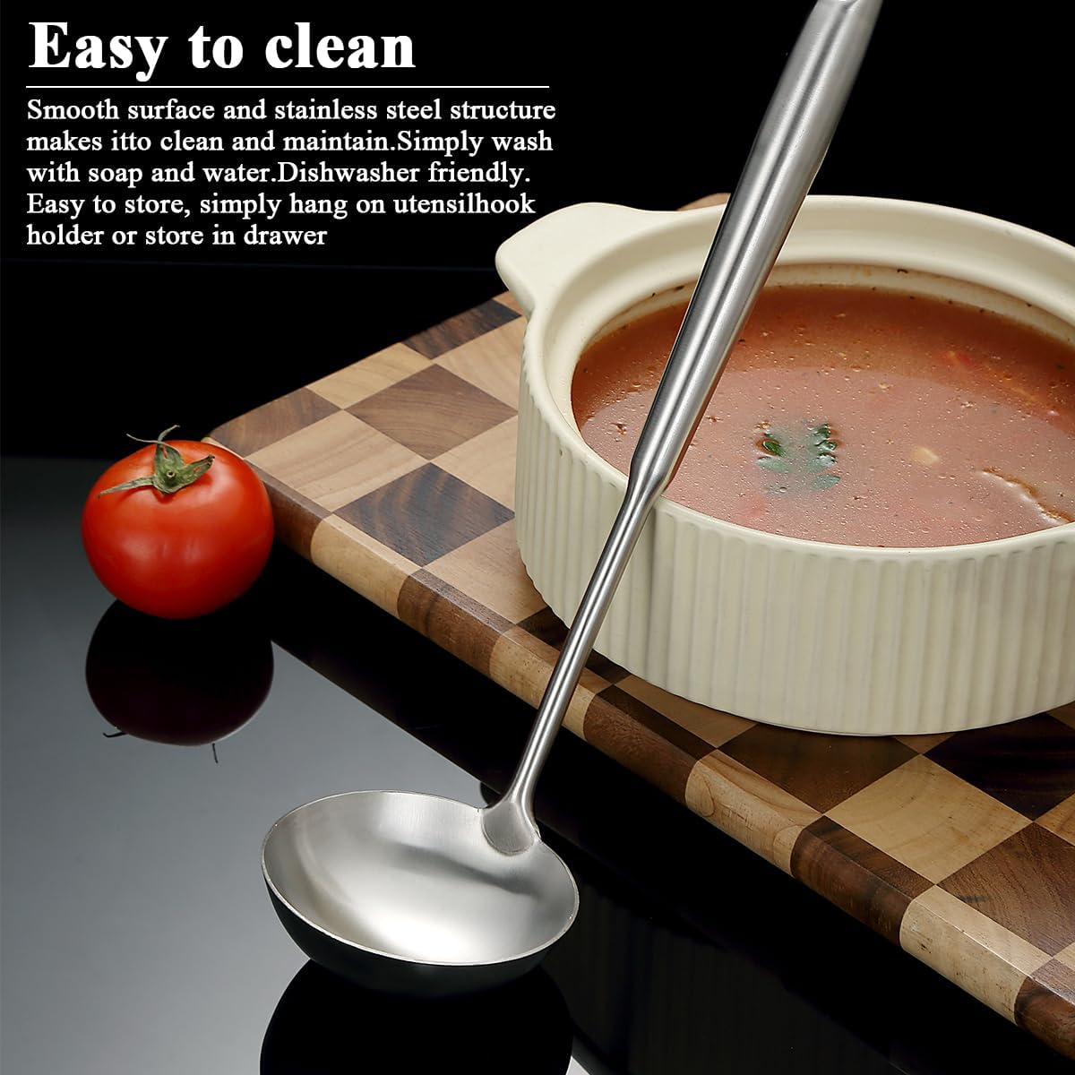 Stainless Steel Soup Ladle – Extra-Deep Large-Capacity Ladle with Long Hollow Handle, Dishwasher Safe, Easy to Clean – Ideal for Soup, Stew, Broth & Sauce - Image 7